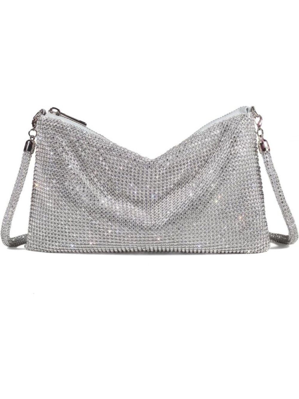 Sparkly Rhinestone Sequin Clutch Purse | Elegant Silvery Evening Bag for Parties